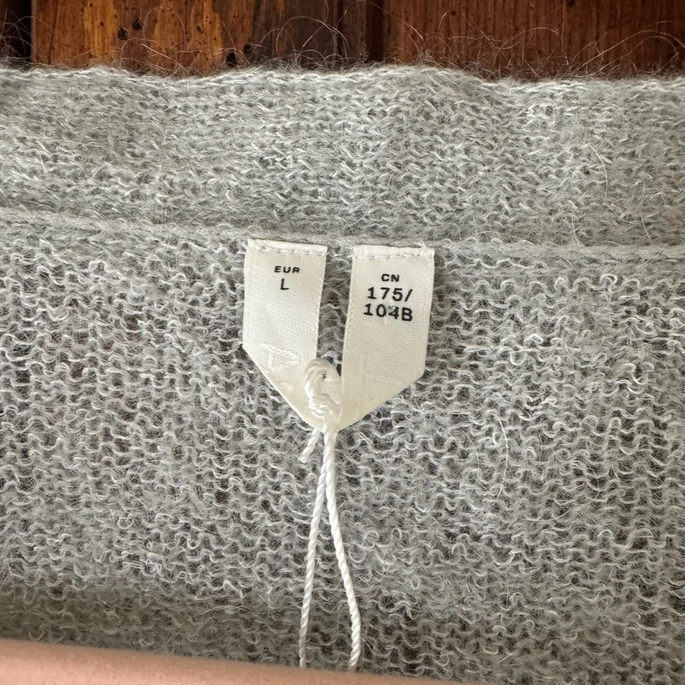 Arket NWOT | Grey Mohair Wool Blend Cardigan | EU L